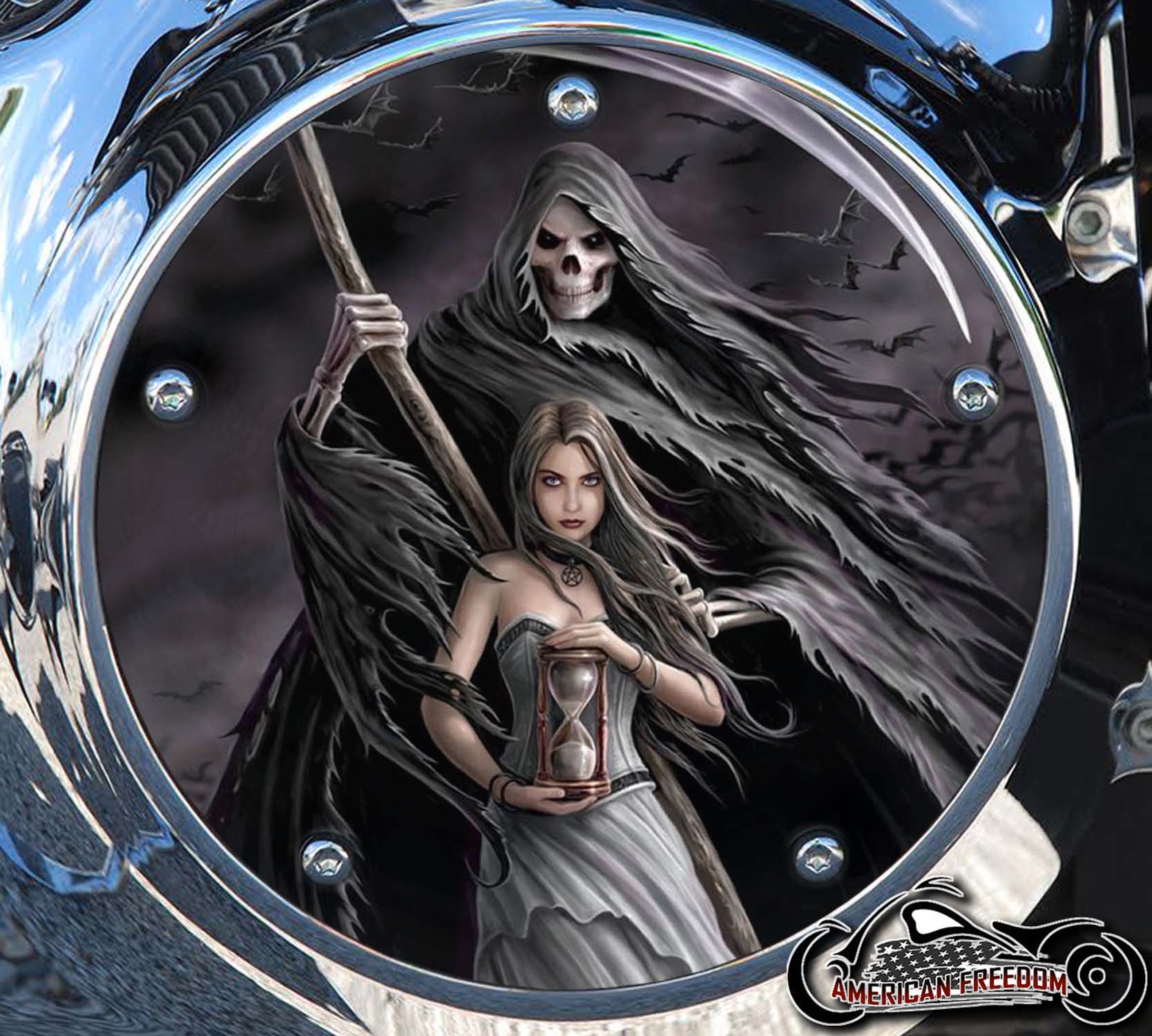 Custom Derby Cover - Reaper Time Glass